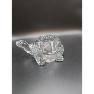 Vintage Indiana Glass Clear Crystal Large Turtle Votive Candle Holder 6.5"